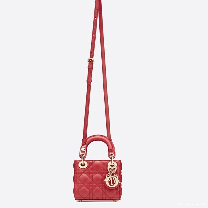 Cheap Dior Lambskin Bag Cannage Lady Red Micro 0728 Luxury